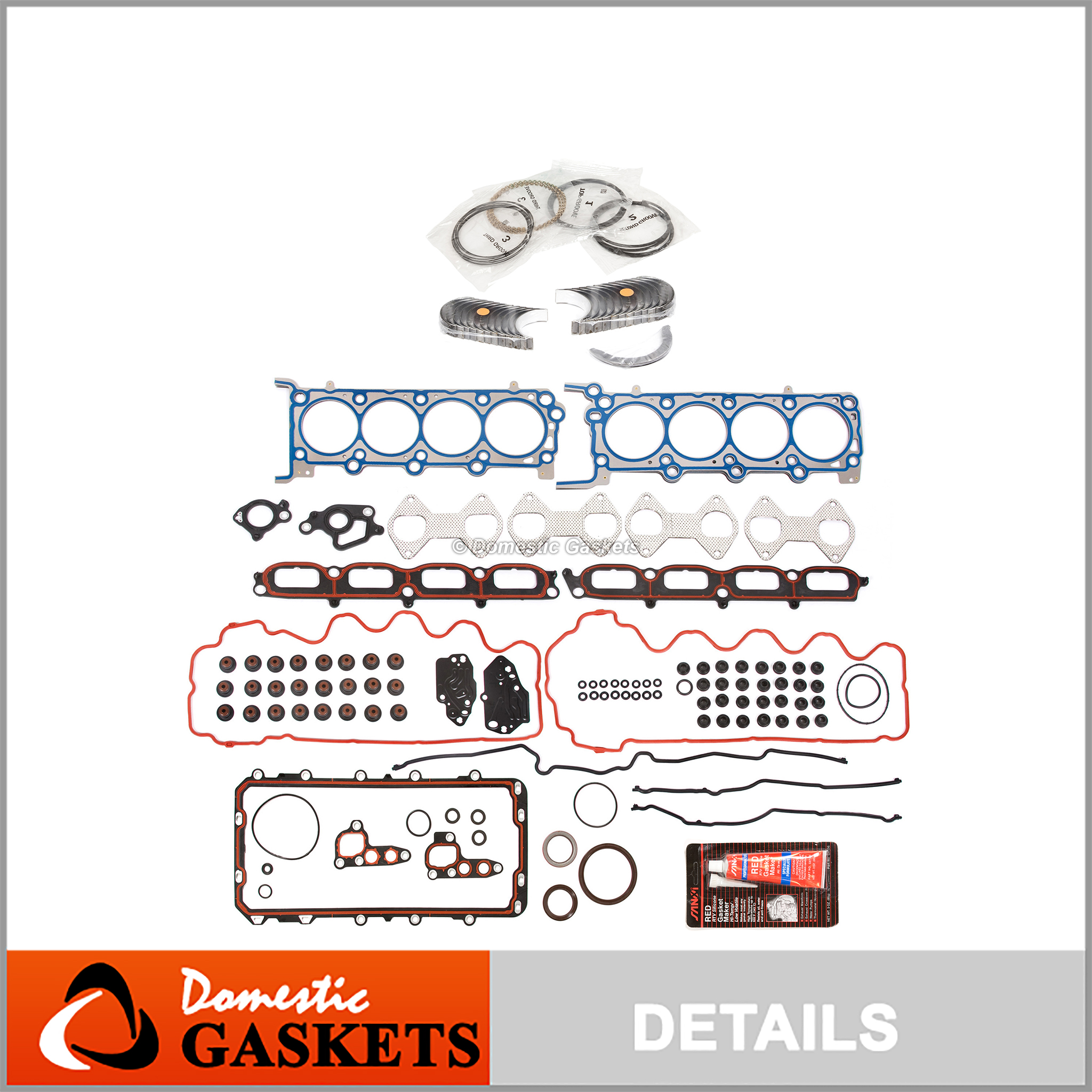 Full Gasket Set Bearings Rings Fit 07-12 Ford F150 F250 5.4 TRITON 3-Valve