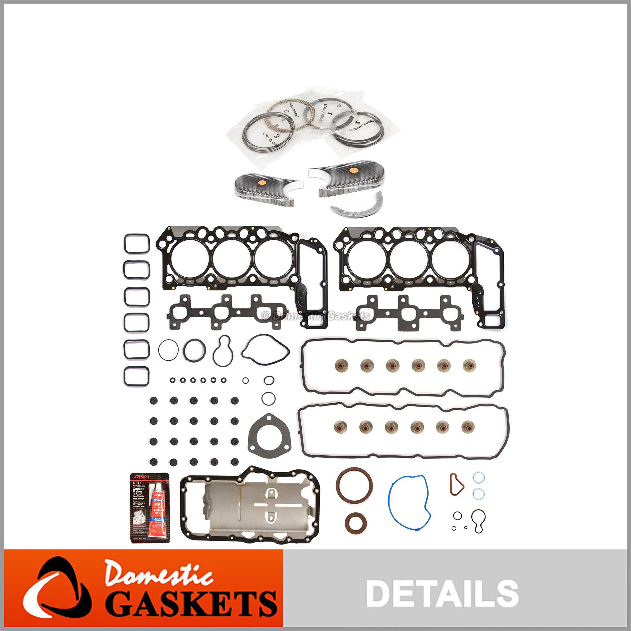 Full Gasket Set Pistons Bearings Fit 02-06 Jeep Wrangler 2.4